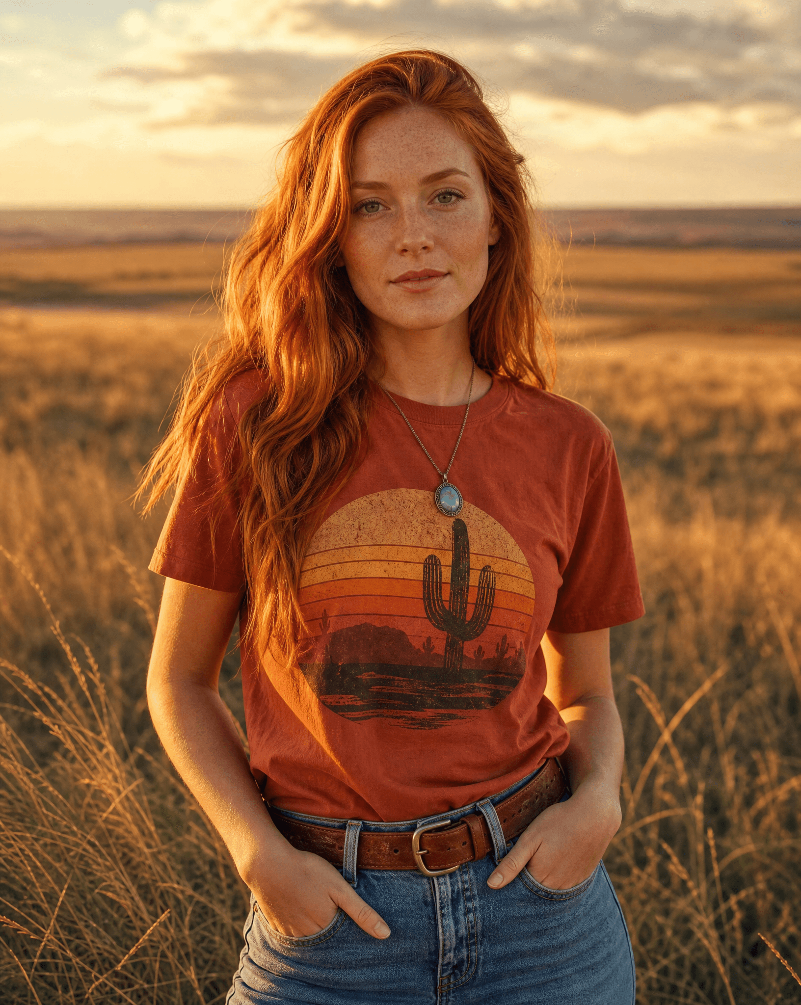 Model wearing Branded West tee